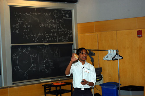 Ravi Jagadeesan explains intricate 
        aspects of his research
