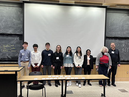 Prof. Pavel Etingof and Dr. Tanya Khovanova with reading group students and mentors